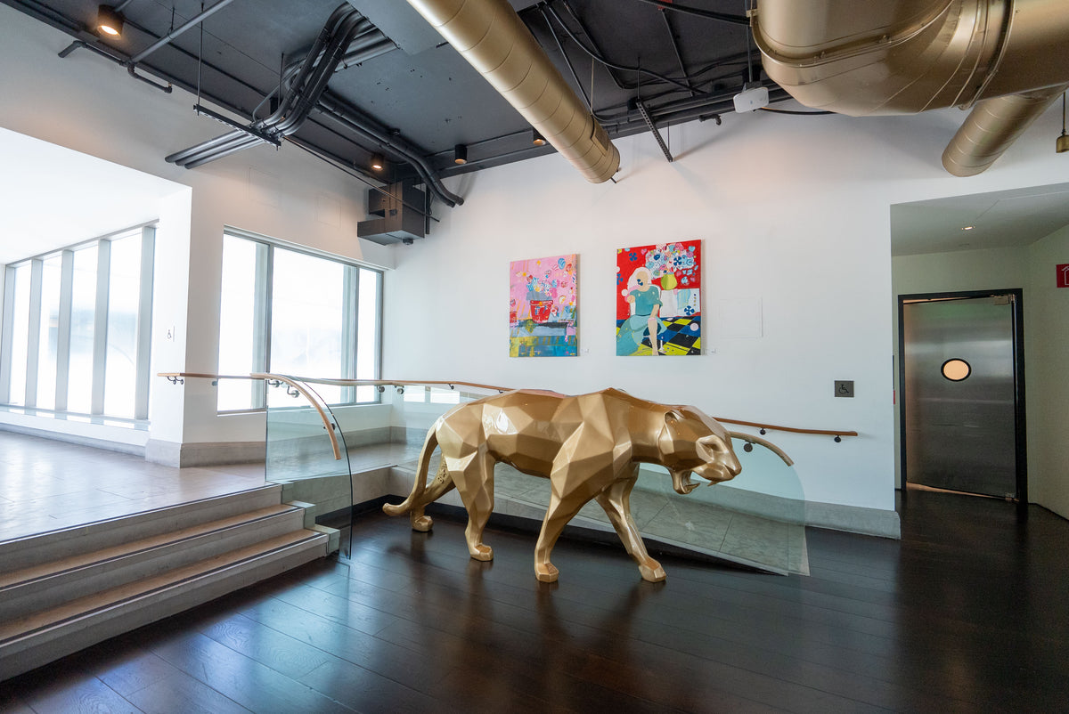 Gold Panther by Richard Orlinski in the gallery at ARC Beverly Hills