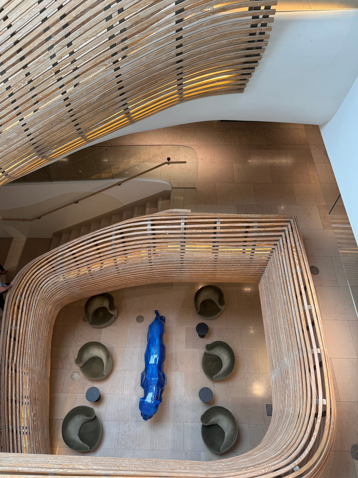 Blue Panther in the ARC Beverly Hills atrium, seen from above