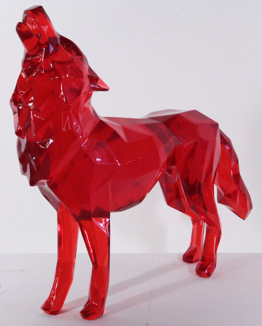 Red Crystal Clear Howling Wolf